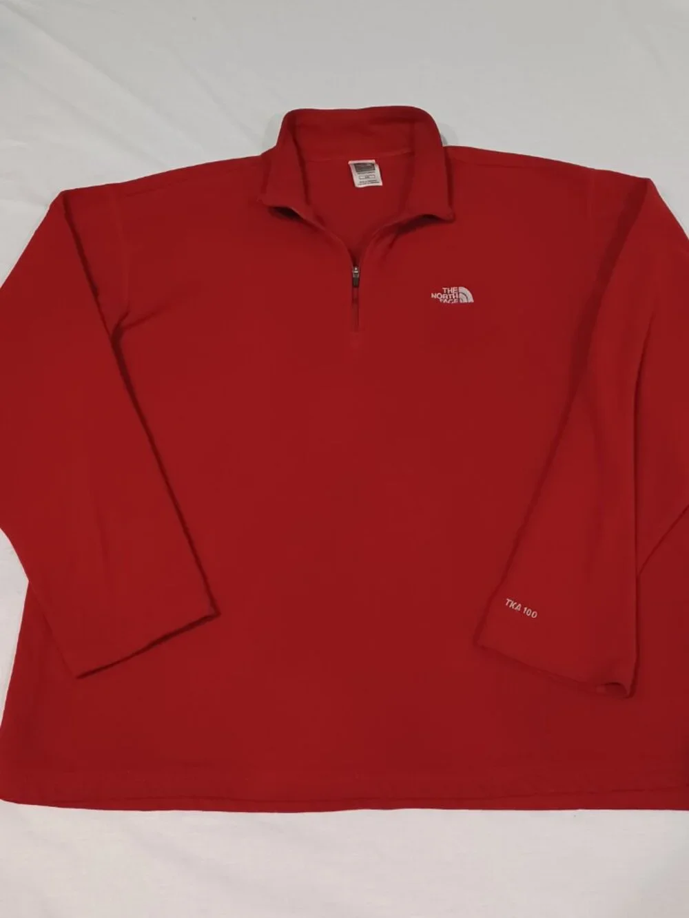 The North Face TKA 100 Fleece Pullover Mens Large Red 1/4 Zip Lightweight Jacket
